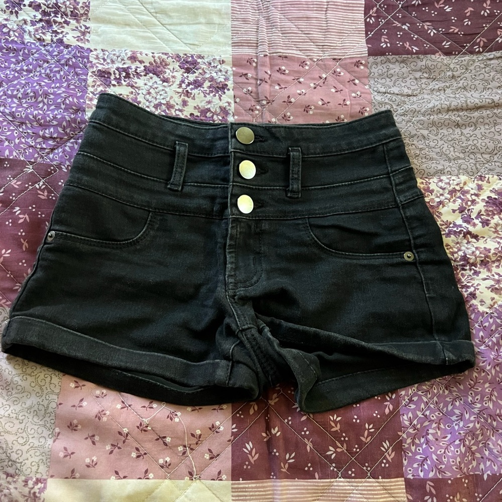 Women's Black Denim Shorts